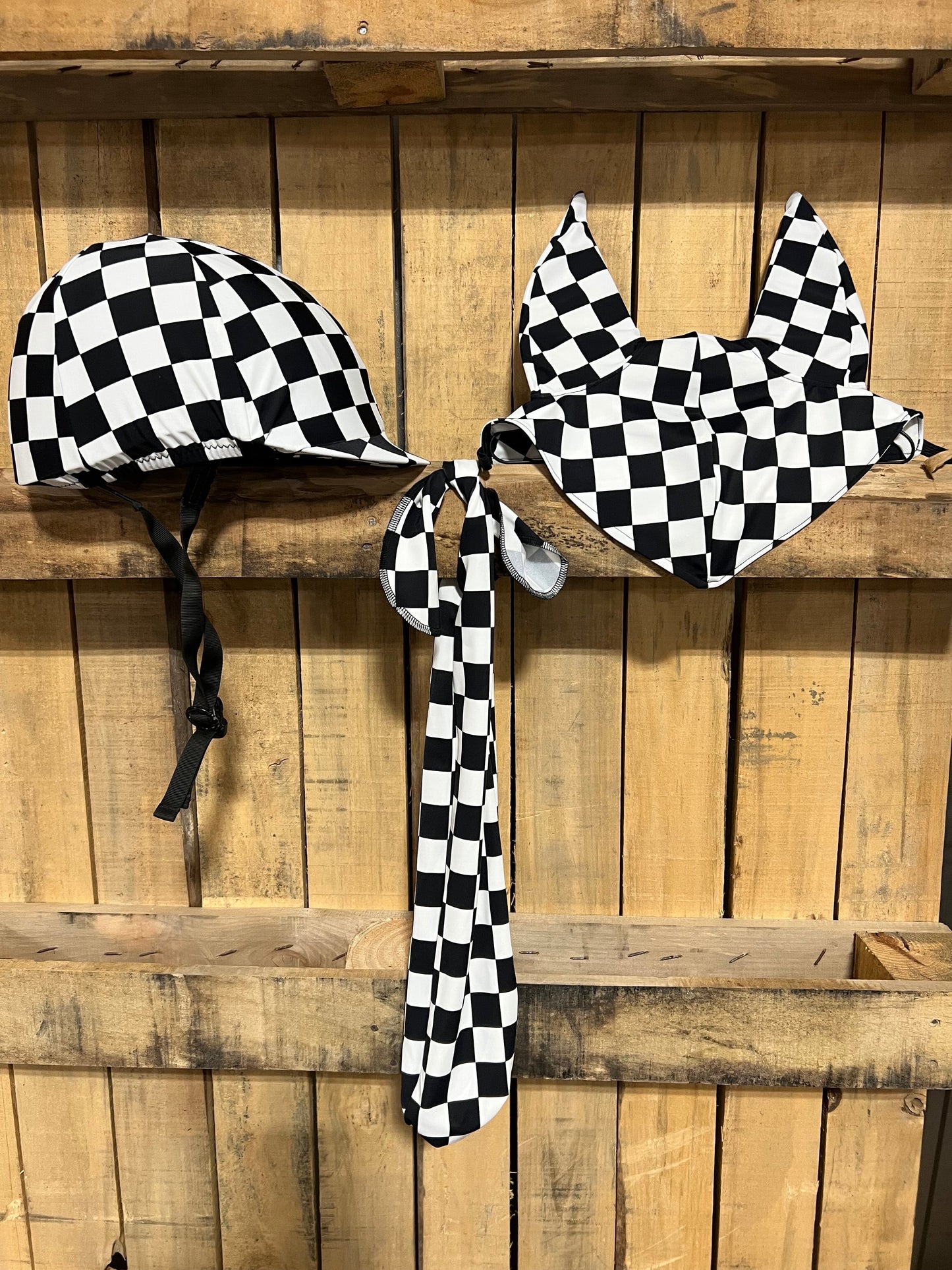Ready To Ship Checkered Helmet Cover - Riverside Rodeo Shirts