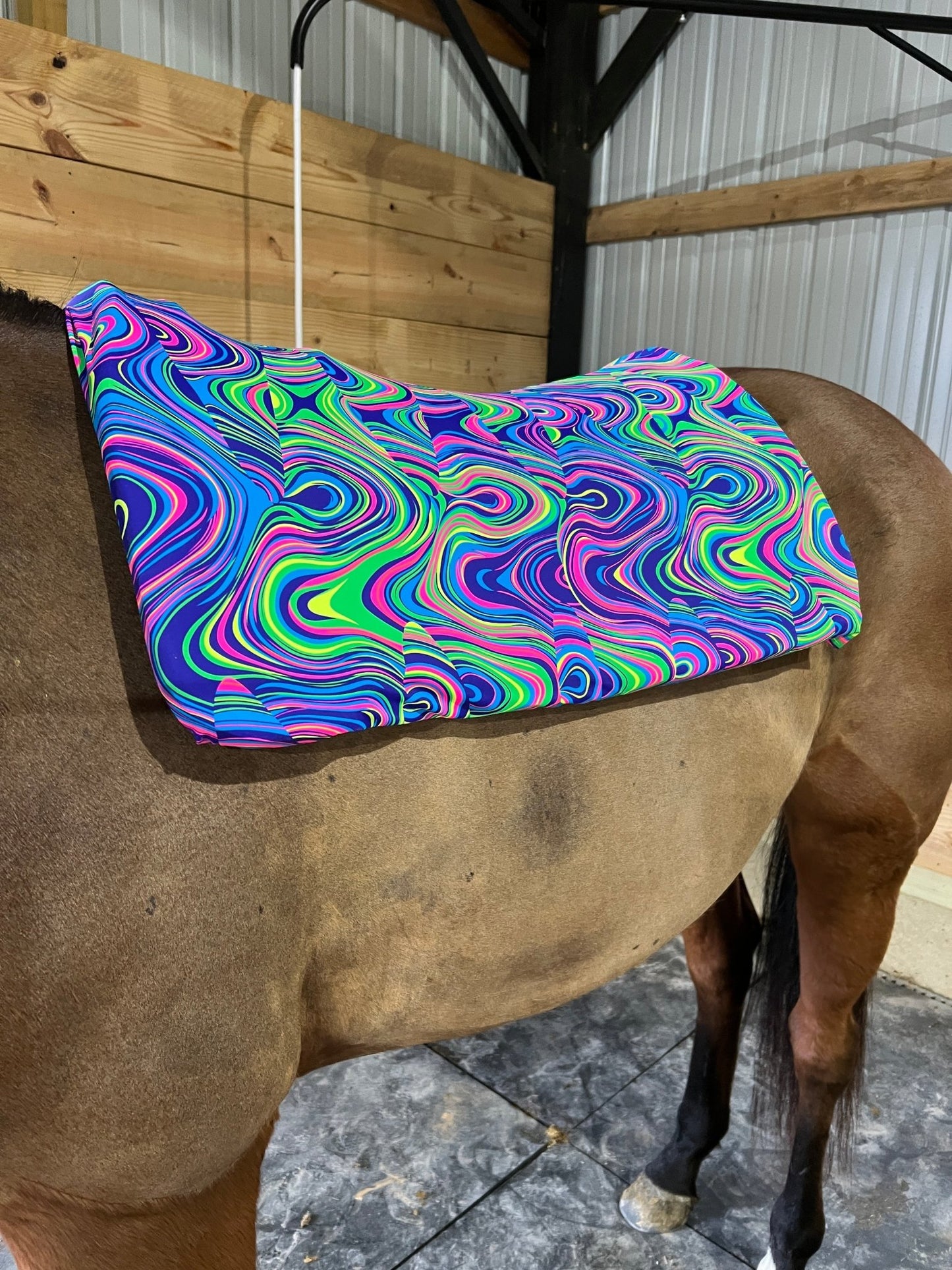 Western Saddle Pad COVER in Neon Glow Worm (Saddle Pad Cover Only) - Riverside Rodeo Shirts