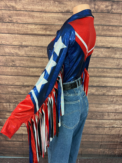Galveston Six Star Snap Front Rodeo Shirt with Thunderbird Fringe