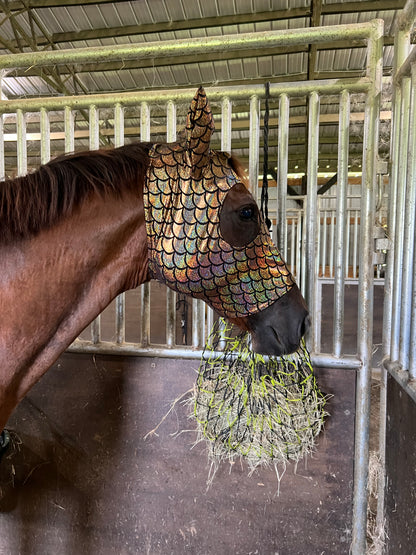 Gold Dragon Scale Spandex Face Mask for Horses