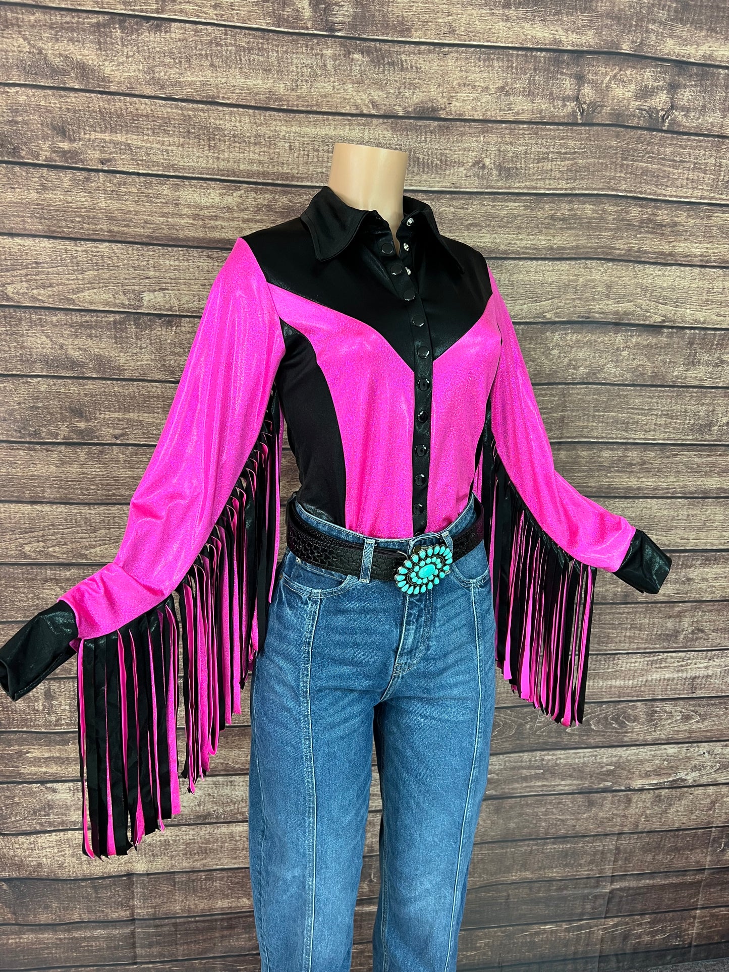 Neon Outlaw Snap Front Rodeo Shirt with 12" Thunderbird Fringe