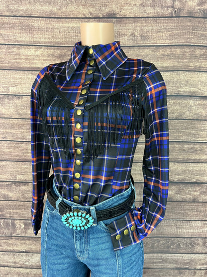 Frontier Snap Front Rodeo Shirt with Front AND Back Yoke Fringe