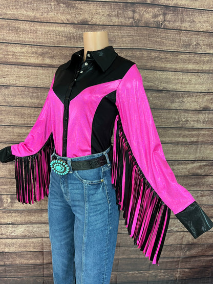 Neon Outlaw Snap Front Rodeo Shirt with 12" Thunderbird Fringe