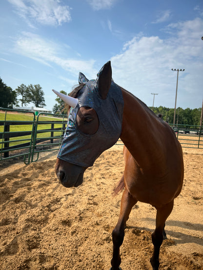Black Kaleidoscope Unicorn Costume Mask for Horses