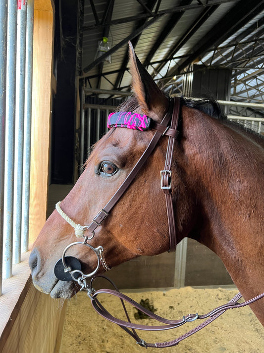 Neon Pink Lightning Print Browband or Noseband Cover (ONE Cover Only)