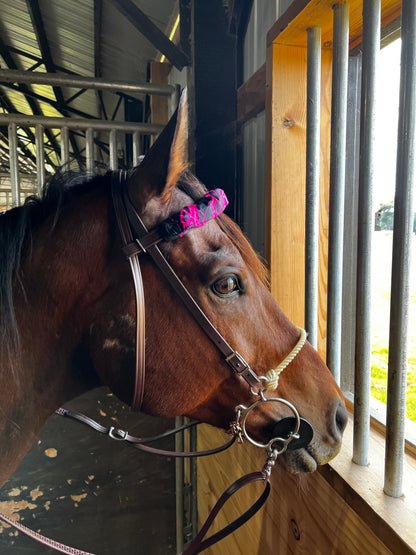 Neon Pink Lightning Print Browband or Noseband Cover (ONE Cover Only)
