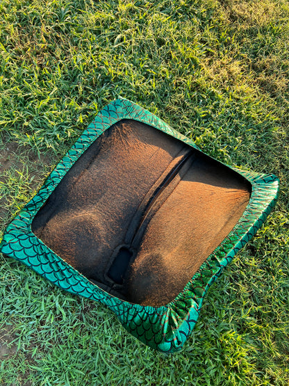 Green Dragon or Mermaid Scale Western Saddle Pad COVER (Saddle Pad Cover Only)