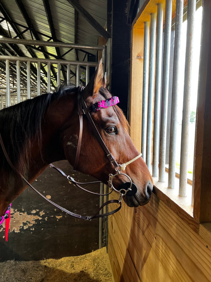 Neon Pink Lightning Print Browband or Noseband Cover (ONE Cover Only)