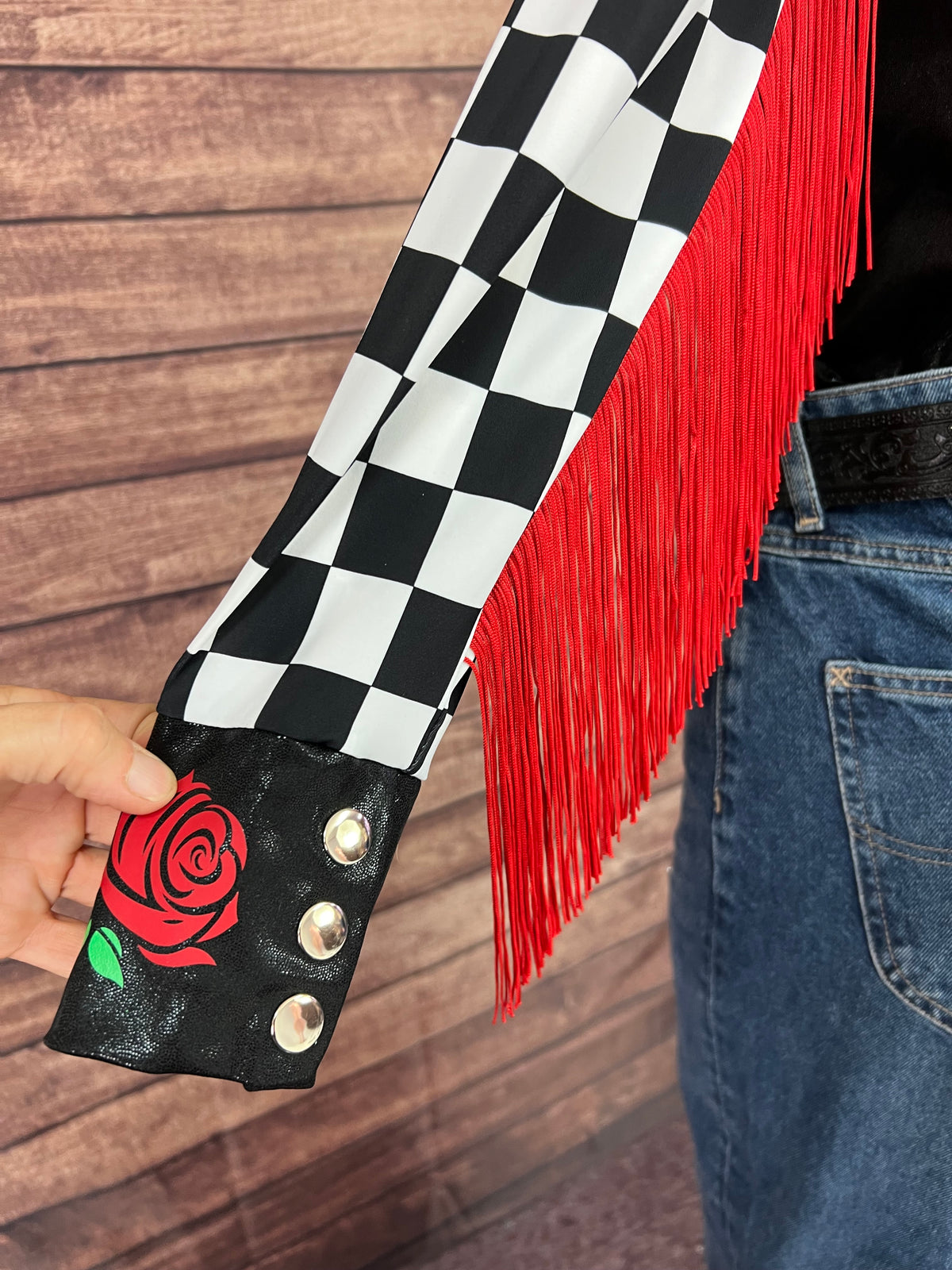 Run for the Roses Zipper Front Rodeo Shirt with Fringe