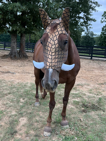 Gold Dragon Scale WartHog Costume Mask for Horses