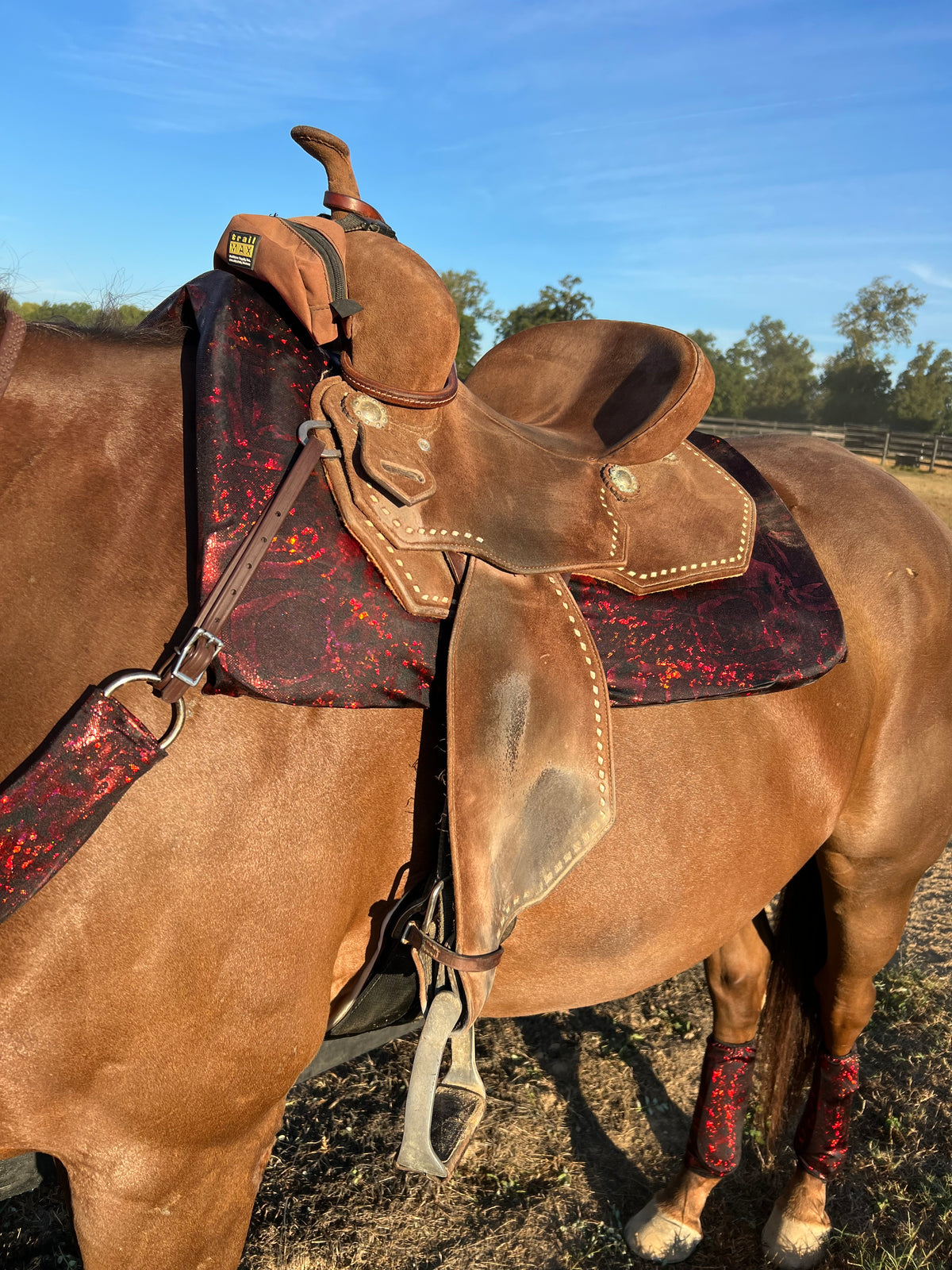 Primeval Red Holographic Western Saddle Pad COVER (Saddle Pad Cover Only)