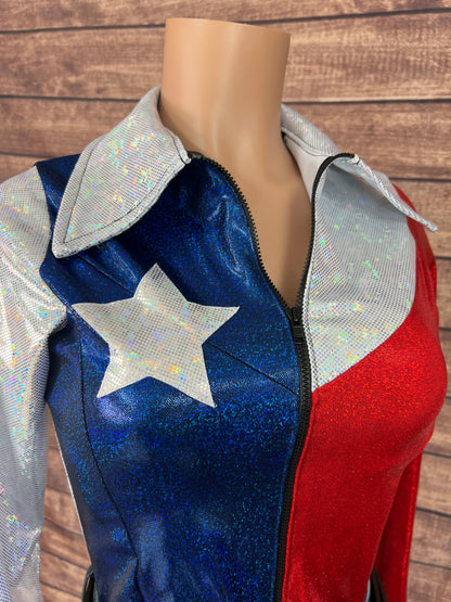The Texan Zipper Front Rodeo Shirt with Star Applique and Back Yoke Fringe