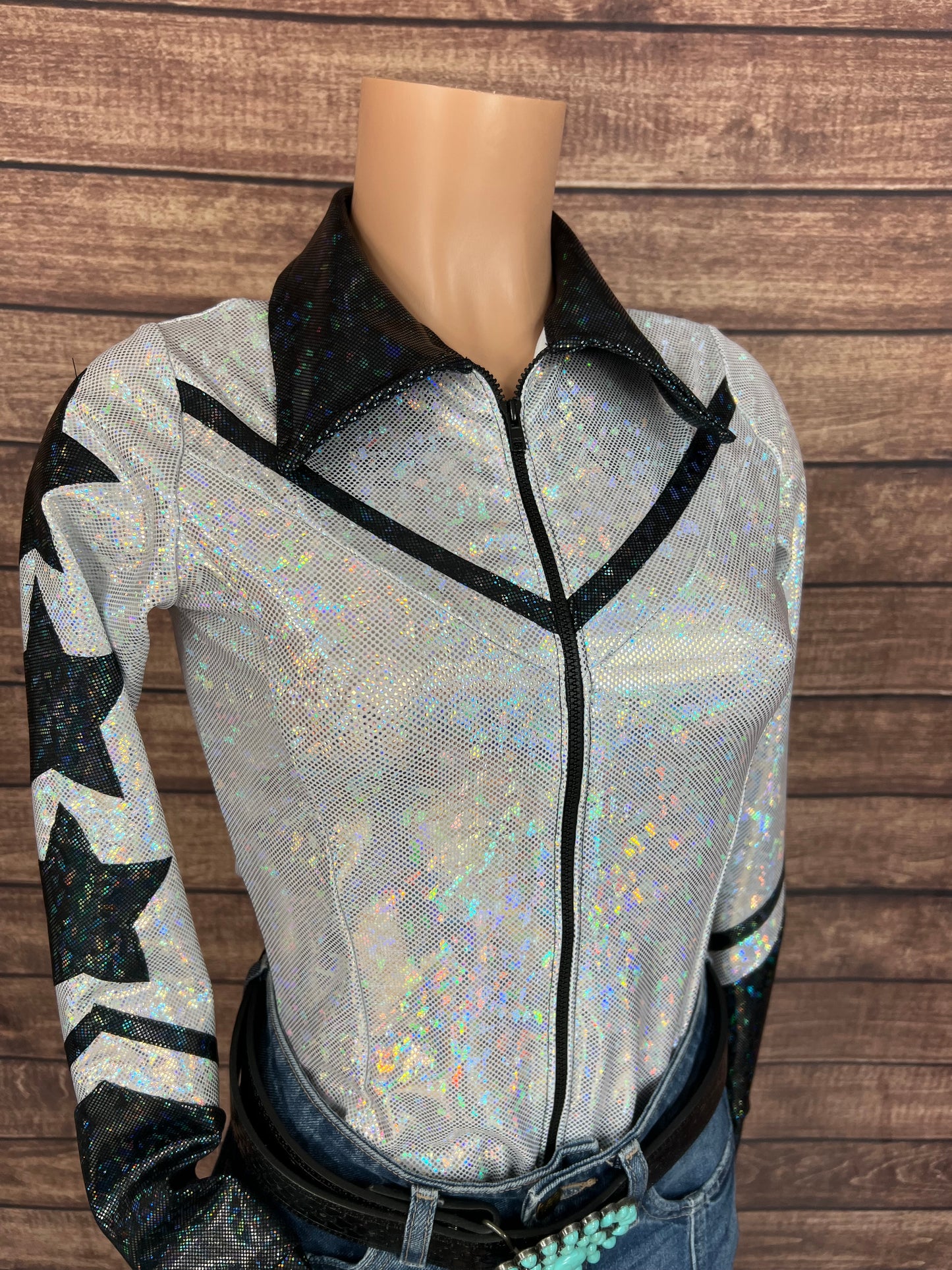 Houston Zipper Front Rodeo Shirt with Star Applique