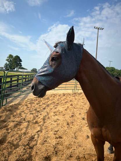Black Kaleidoscope Unicorn Costume Mask for Horses