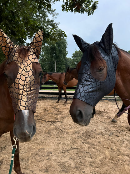 Black Dragon Scale Spandex Face Mask for Horses
