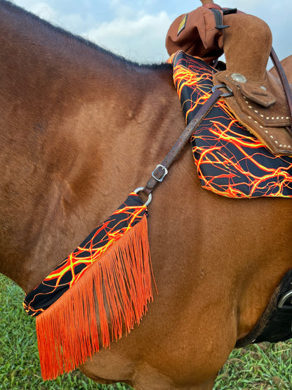 Western Saddle Pad COVER in Neon Orange Lightning (Saddle Pad Cover Only)