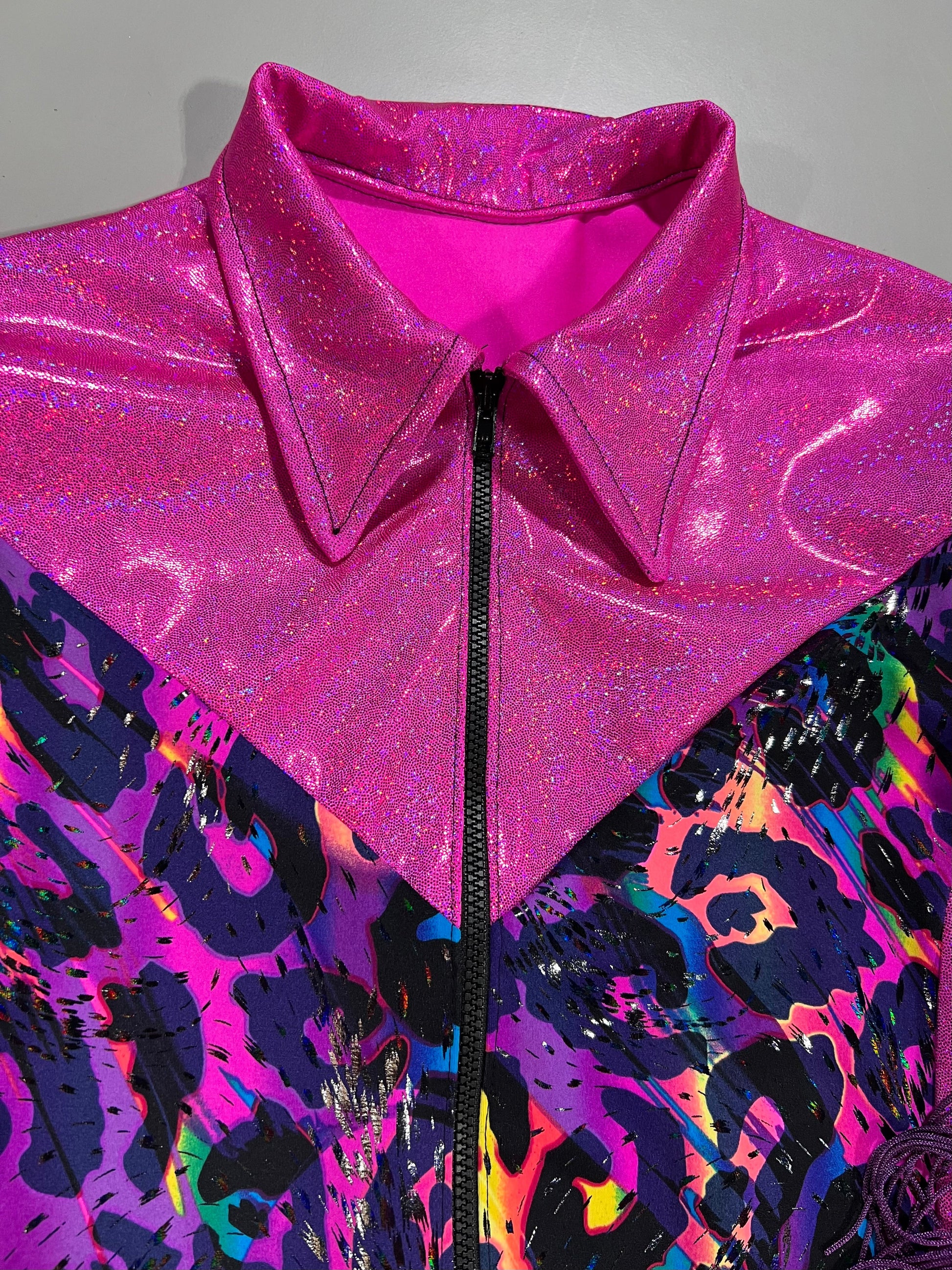 Neon Pink and Rainbow Leopard Rodeo Shirt Rodeo Shirt Riverside Rodeo Shirts 