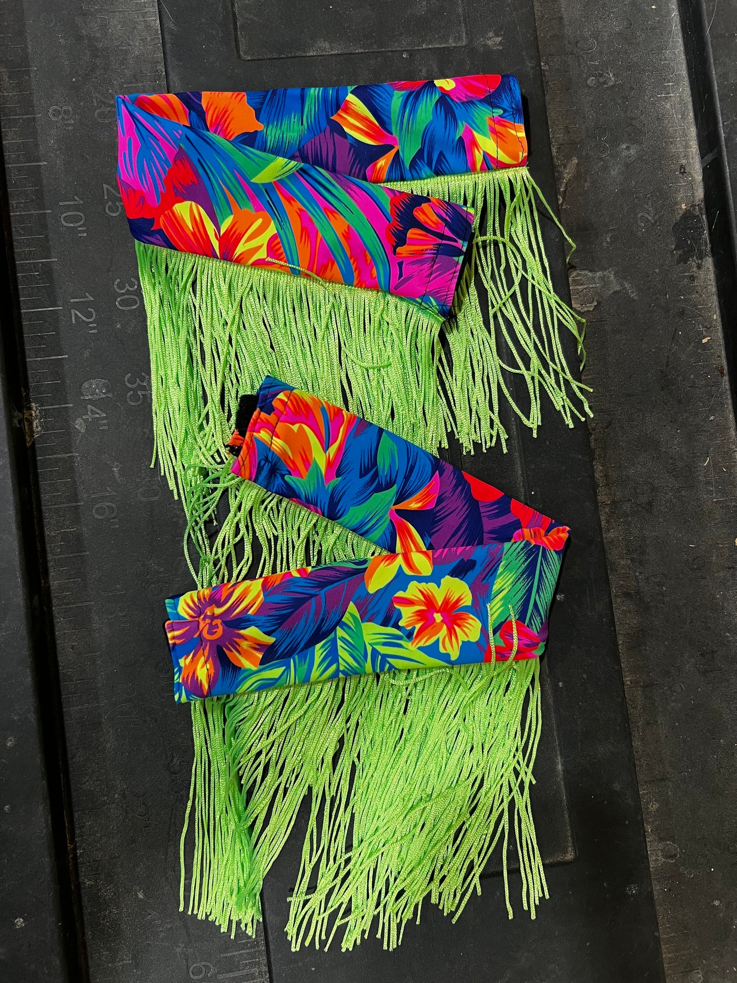 Tahitian Floral Breast Collar Cover with Chainette Fringe (Covers ONLY)