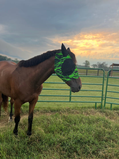 Green Lightning Fly Mask Fly Bonnet Riverside Rodeo Shirts 