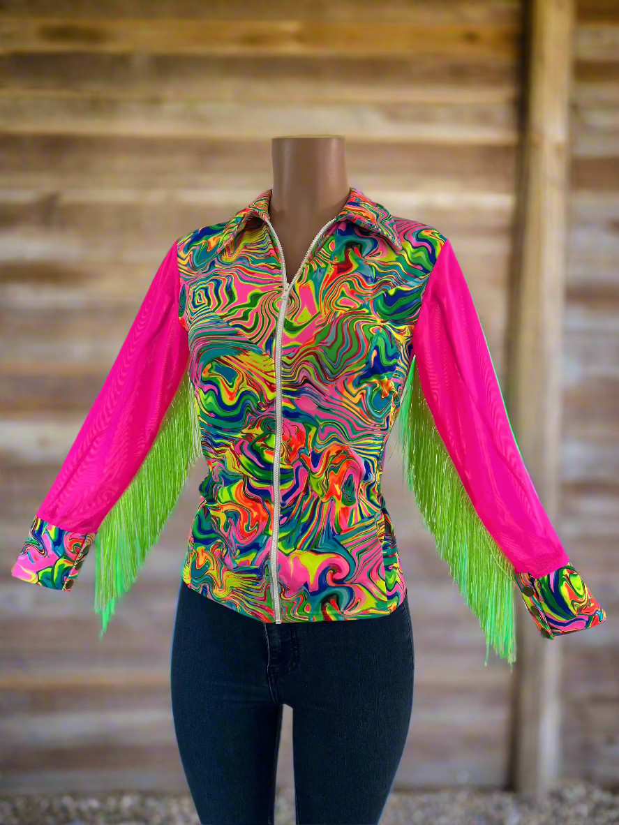 Neon Rodeo Shirt Design Neon Flux Mesh Sleeve Rodeo Shirt - Riverside Rodeo Shirts