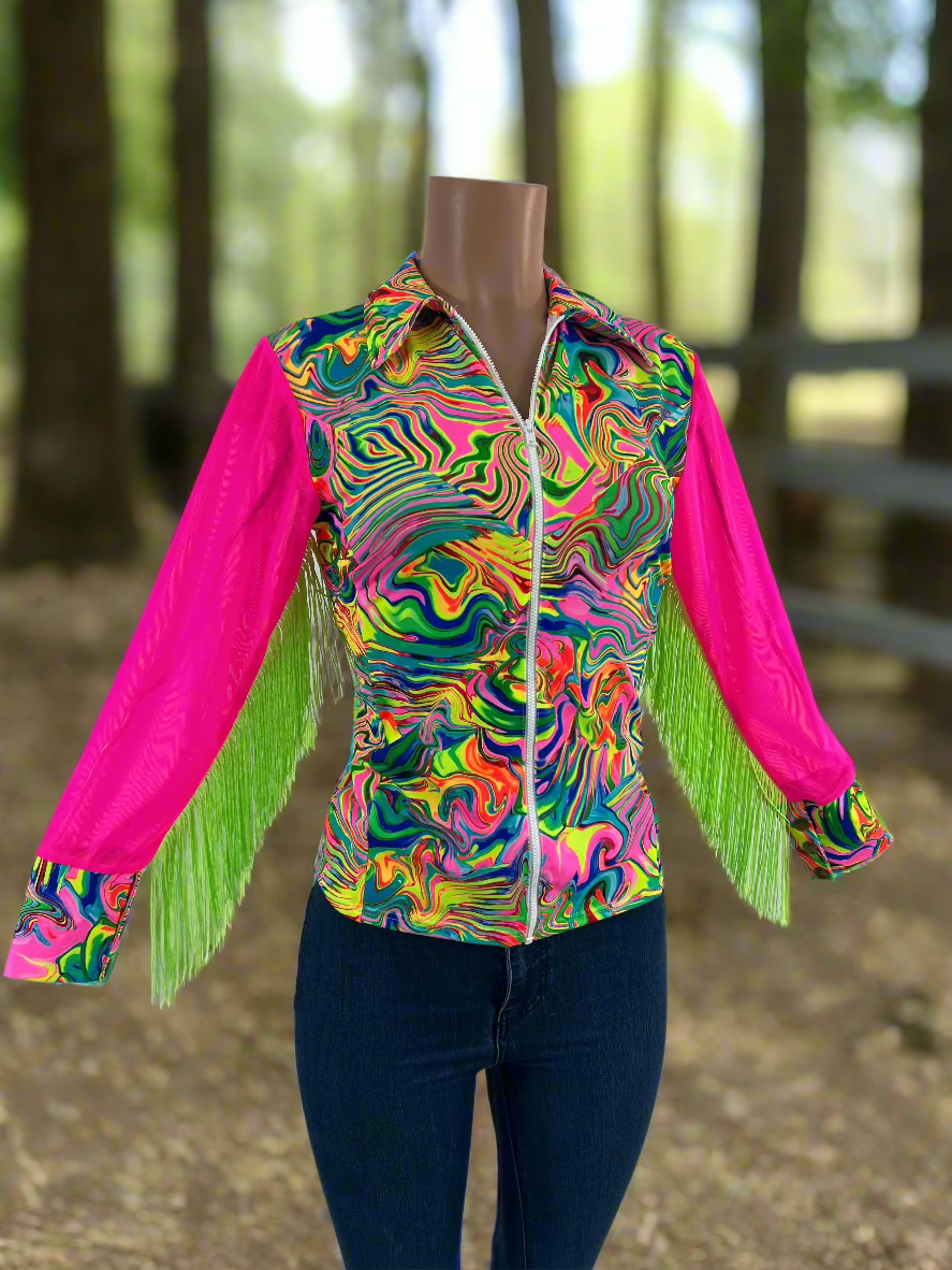 Neon Rodeo Shirt Design Neon Flux Mesh Sleeve Rodeo Shirt - Riverside Rodeo Shirts