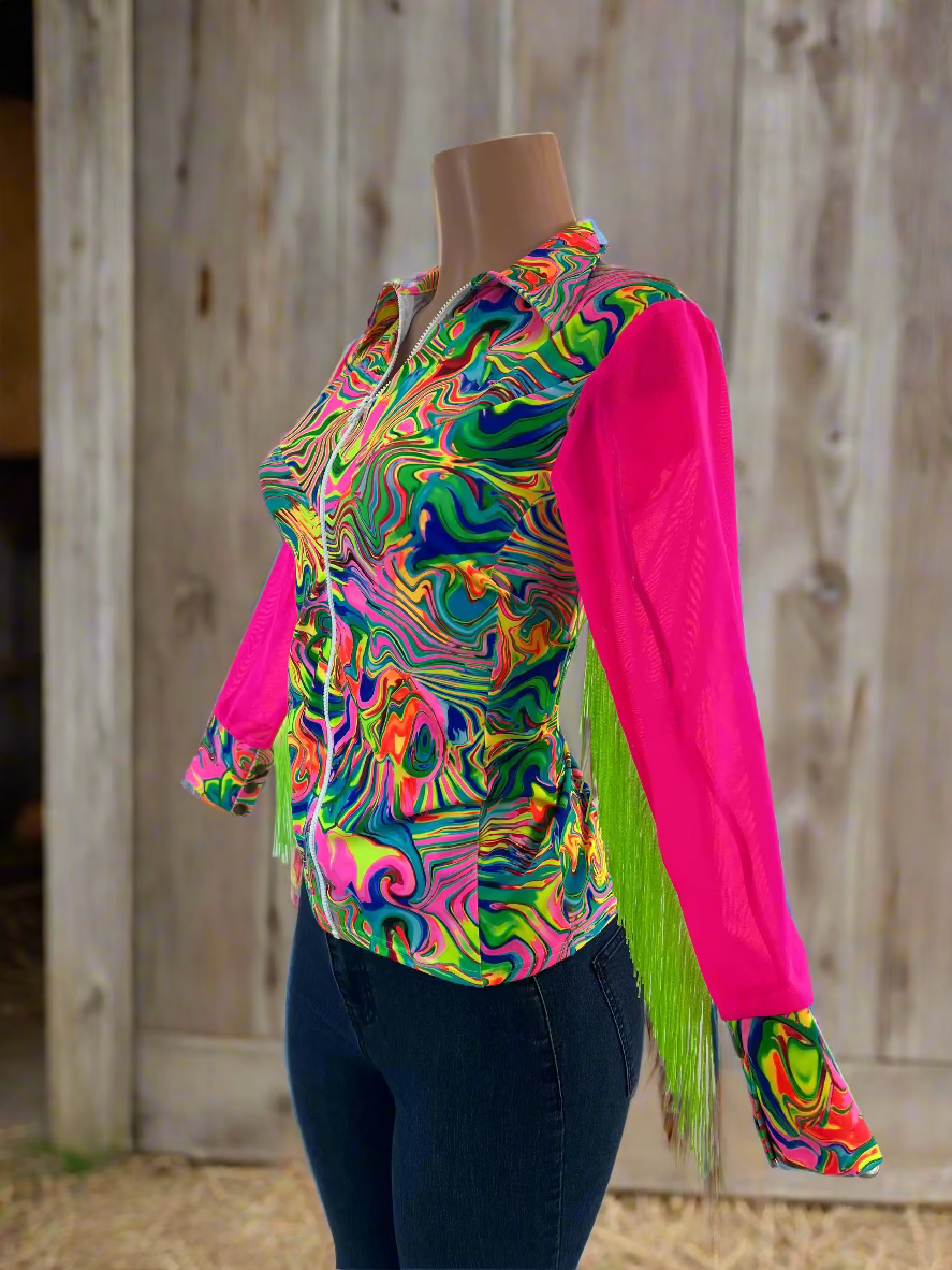 Neon Rodeo Shirt Design Neon Flux Mesh Sleeve Rodeo Shirt - Riverside Rodeo Shirts