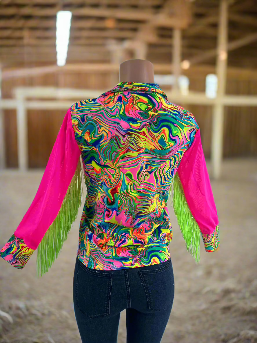 Neon Flux Mesh Sleeve Rodeo Shirt - Riverside Rodeo Shirts