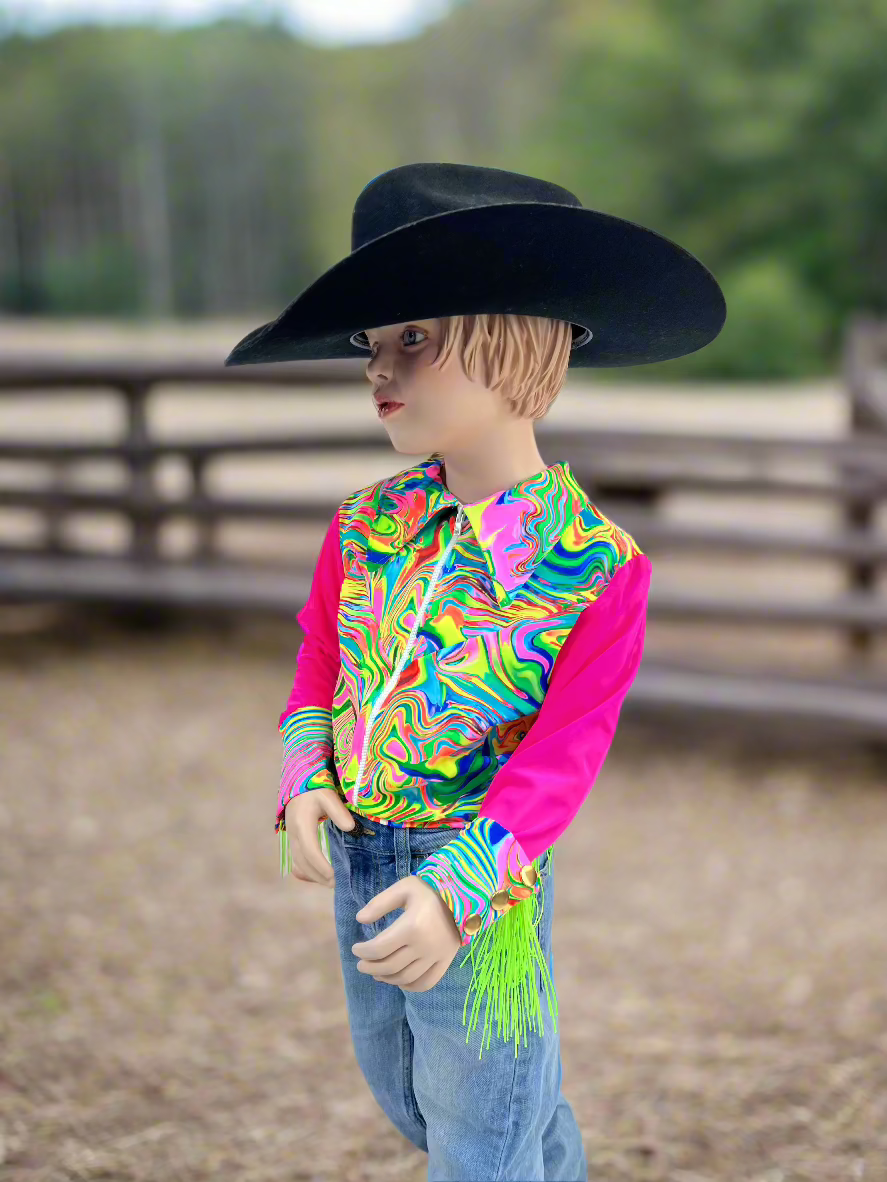 Neon Rodeo Shirt Design Neon Flux Mesh Sleeve Rodeo Shirt - Riverside Rodeo Shirts