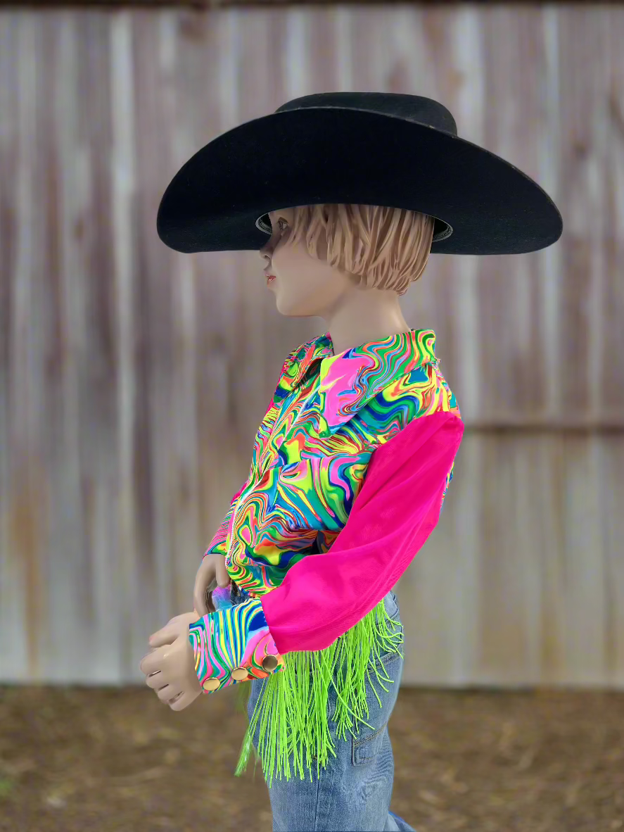 Neon Rodeo Shirt Design Neon Flux Mesh Sleeve Rodeo Shirt - Riverside Rodeo Shirts
