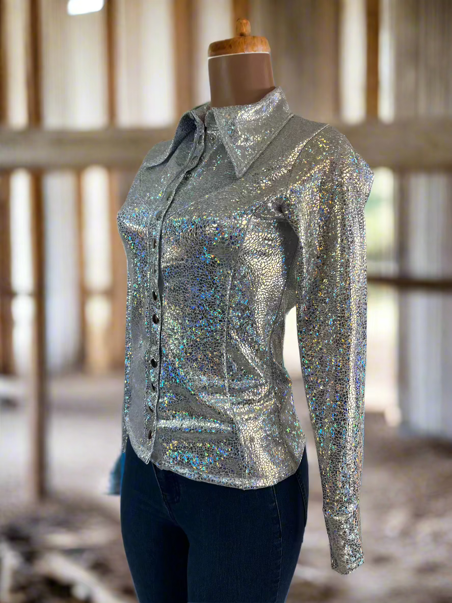 White Shattered Glass Snap Front Rodeo Shirt Rodeo Shirt Riverside Rodeo Shirts 