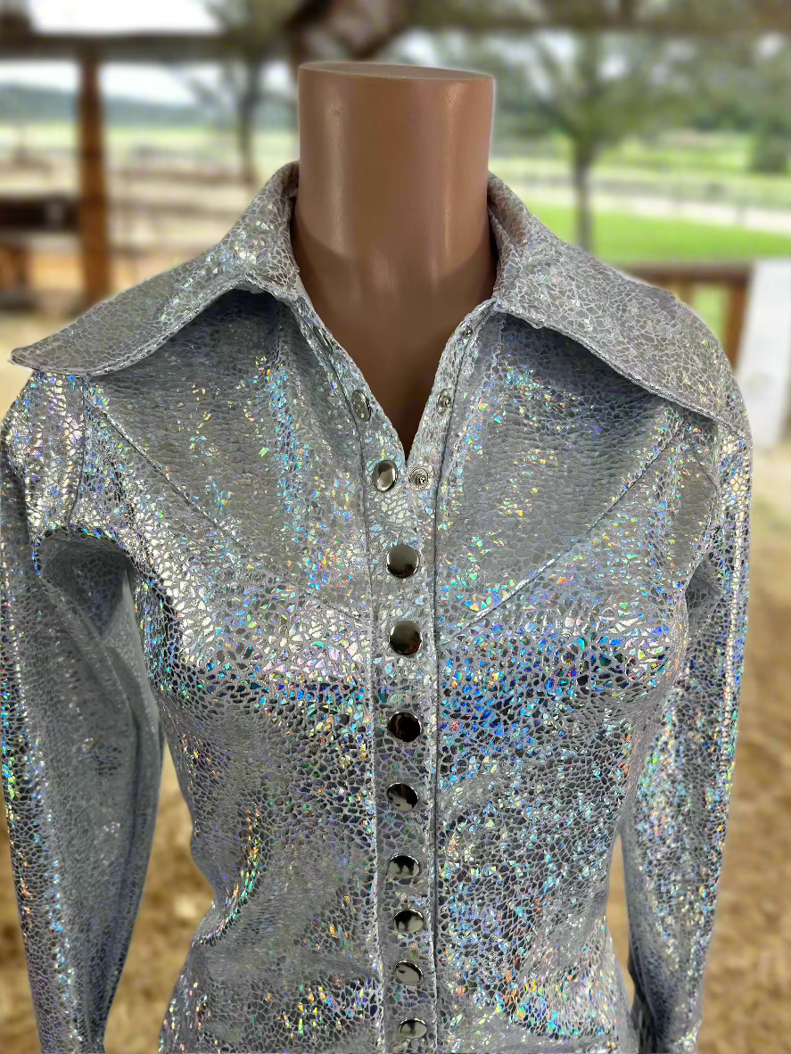 White Shattered Glass Snap Front Rodeo Shirt Rodeo Shirt Riverside Rodeo Shirts 