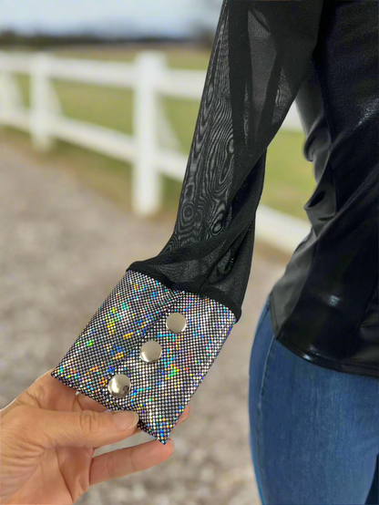 Black Mystique Mesh Sleeve Rodeo Shirt Rodeo Shirt Riverside Rodeo Shirts 