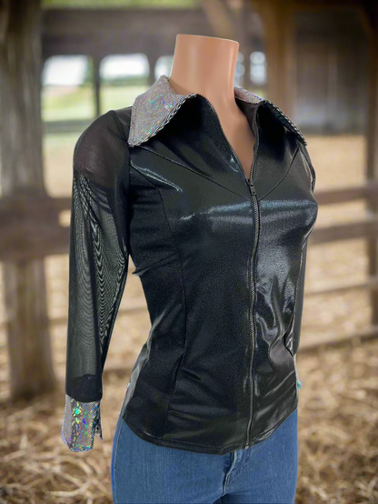 Black Mystique Mesh Sleeve Rodeo Shirt Rodeo Shirt Riverside Rodeo Shirts 