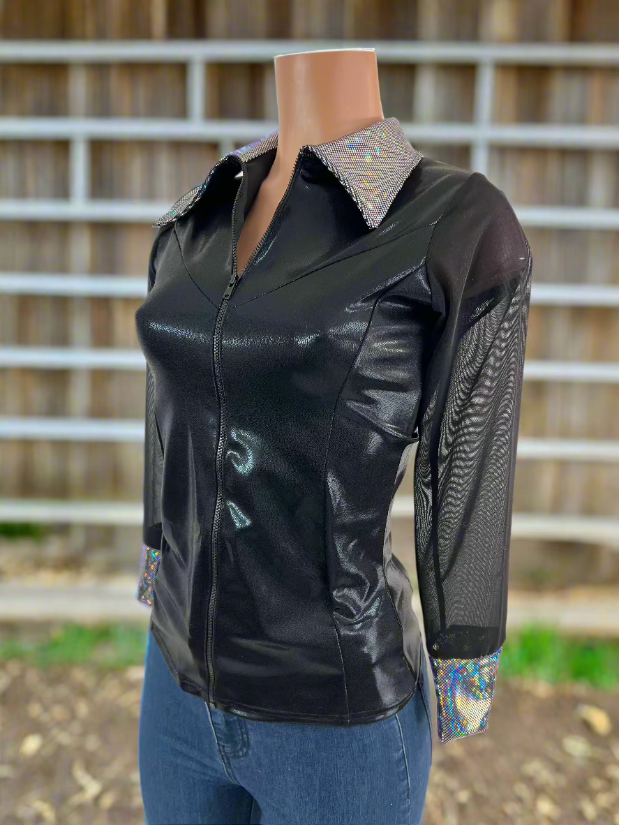 Black Mystique Mesh Sleeve Rodeo Shirt Rodeo Shirt Riverside Rodeo Shirts 