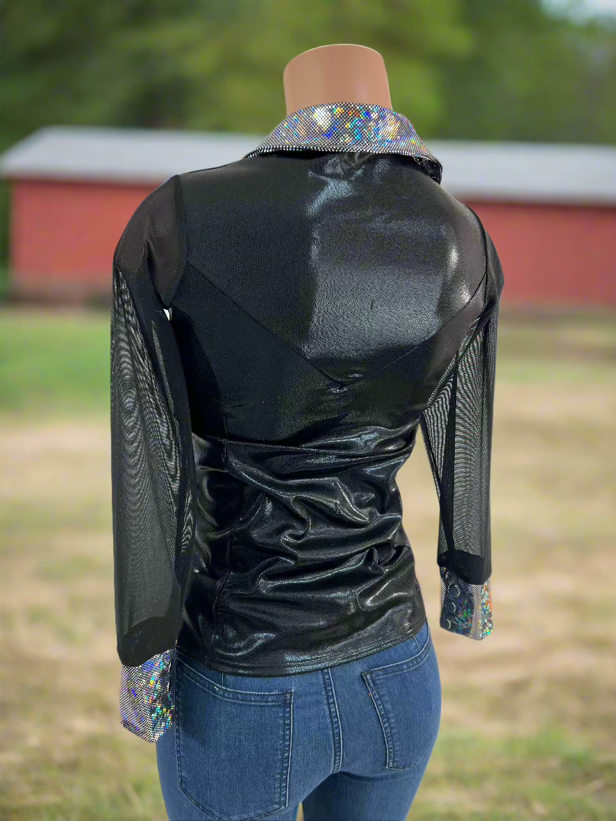 Black Mystique Mesh Sleeve Rodeo Shirt Rodeo Shirt Riverside Rodeo Shirts 
