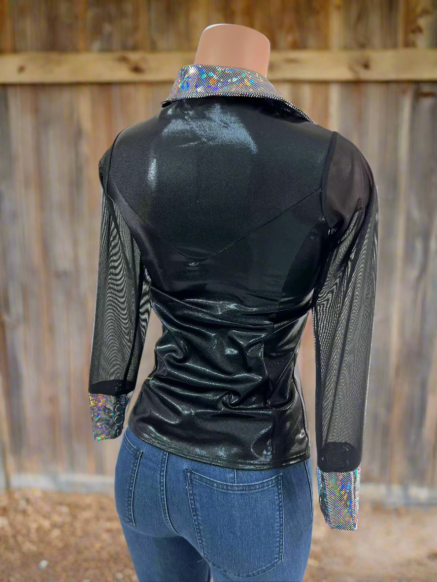 Black Mystique Mesh Sleeve Rodeo Shirt Rodeo Shirt Riverside Rodeo Shirts 