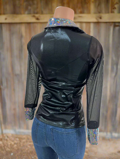 Black Mystique Mesh Sleeve Rodeo Shirt Rodeo Shirt Riverside Rodeo Shirts 