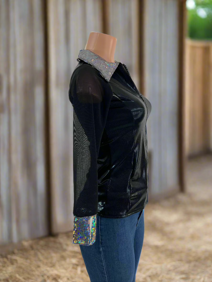 Black Mystique Mesh Sleeve Rodeo Shirt Rodeo Shirt Riverside Rodeo Shirts 