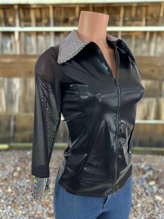 Black Mystique Mesh Sleeve Rodeo Shirt Rodeo Shirt Riverside Rodeo Shirts 
