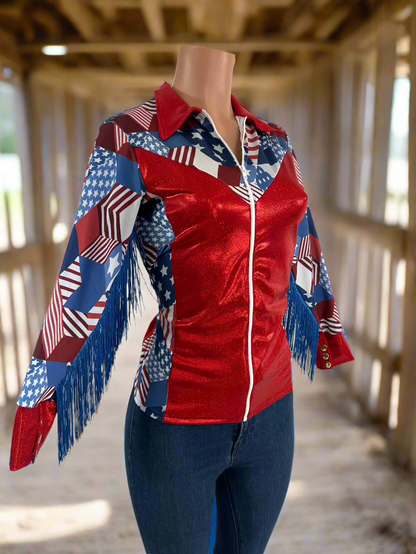 Americana Zipper Front Rodeo Shirt Rodeo Shirt Riverside Rodeo Shirts 