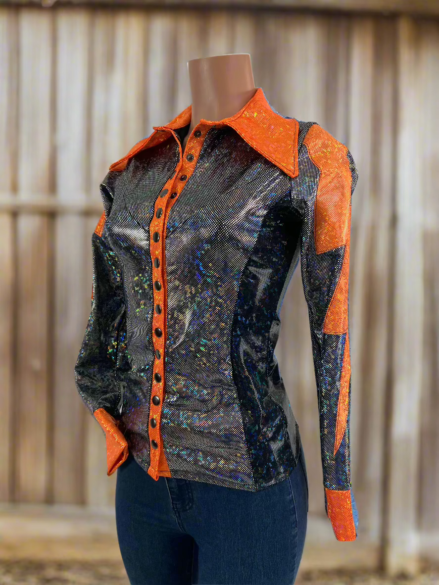 Orange Kaleidoscope Lightning Bolt Rodeo Shirt Rodeo Shirt Riverside Rodeo Shirts 