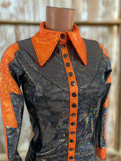 Orange Kaleidoscope Lightning Bolt Rodeo Shirt Rodeo Shirt Riverside Rodeo Shirts 