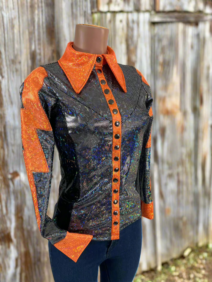 Orange Kaleidoscope Lightning Bolt Rodeo Shirt Rodeo Shirt Riverside Rodeo Shirts 