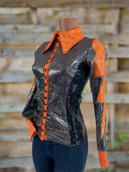 Orange Kaleidoscope Lightning Bolt Rodeo Shirt Rodeo Shirt Riverside Rodeo Shirts 