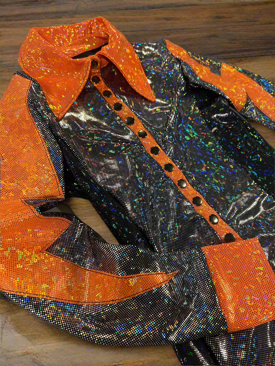 Orange Kaleidoscope Lightning Bolt Rodeo Shirt Rodeo Shirt Riverside Rodeo Shirts 