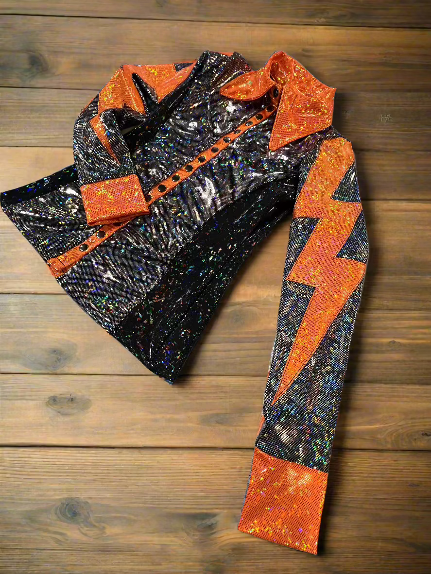 Orange Kaleidoscope Lightning Bolt Rodeo Shirt Rodeo Shirt Riverside Rodeo Shirts 