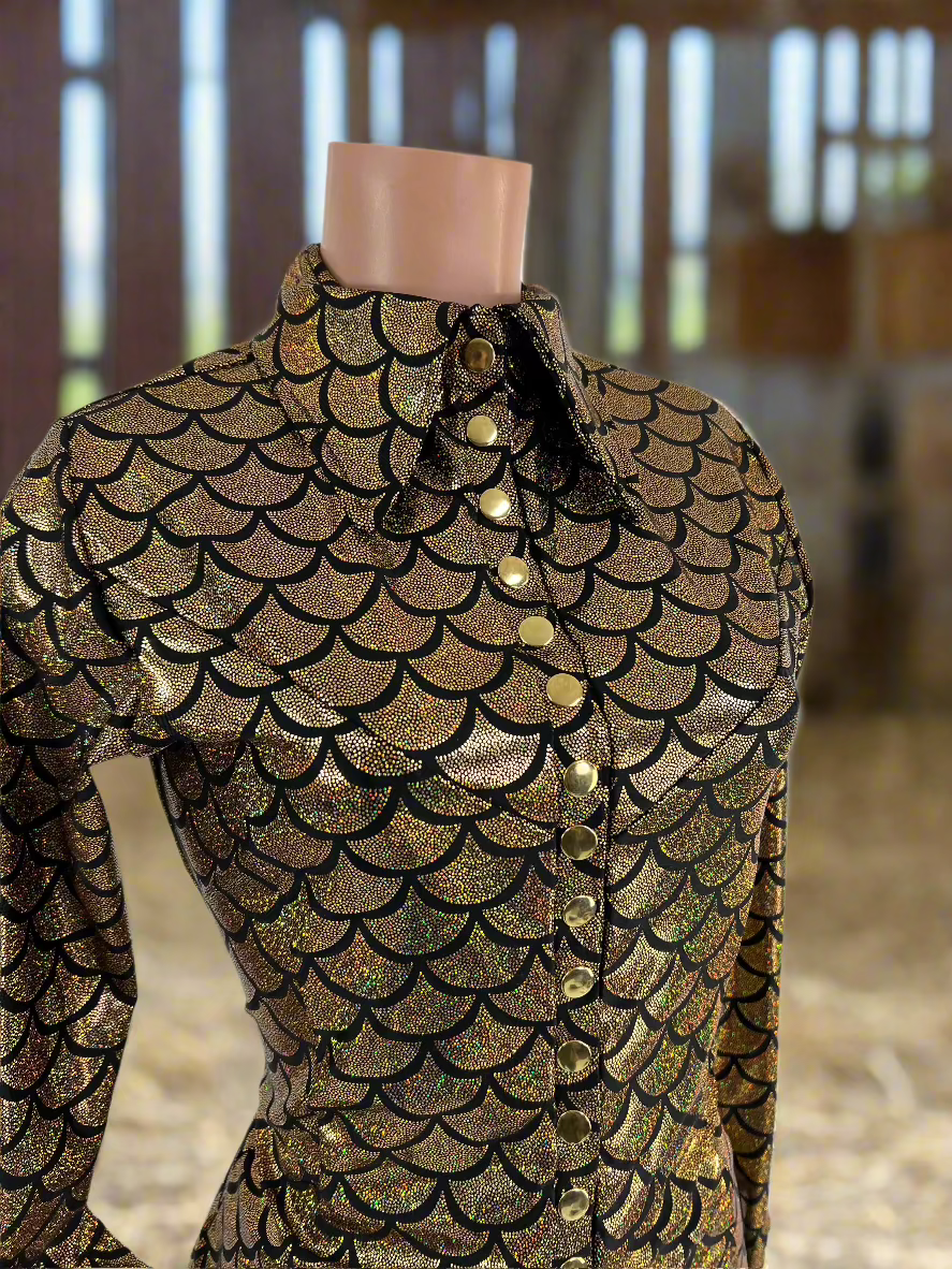Gold dragon Scale Snap Front Metallic Rodeo Shirt Rodeo Shirt Riverside Rodeo Shirts 