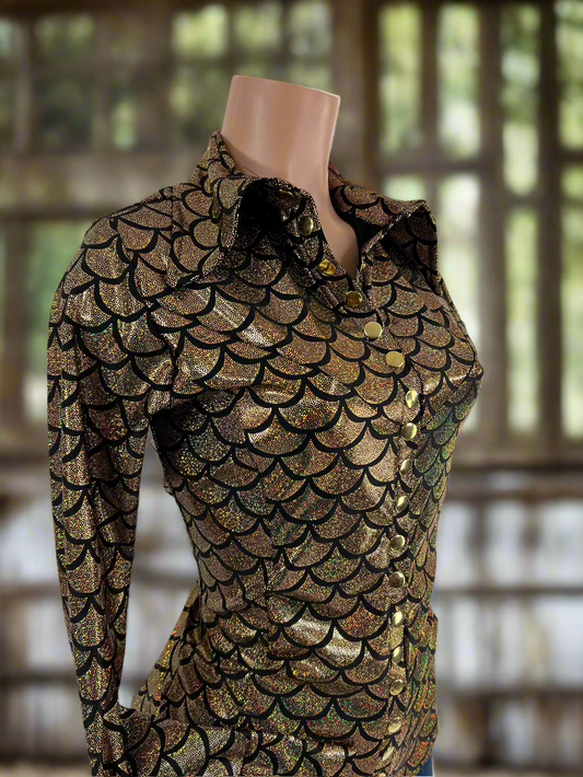 Gold dragon Scale Snap Front Metallic Rodeo Shirt Rodeo Shirt Riverside Rodeo Shirts 