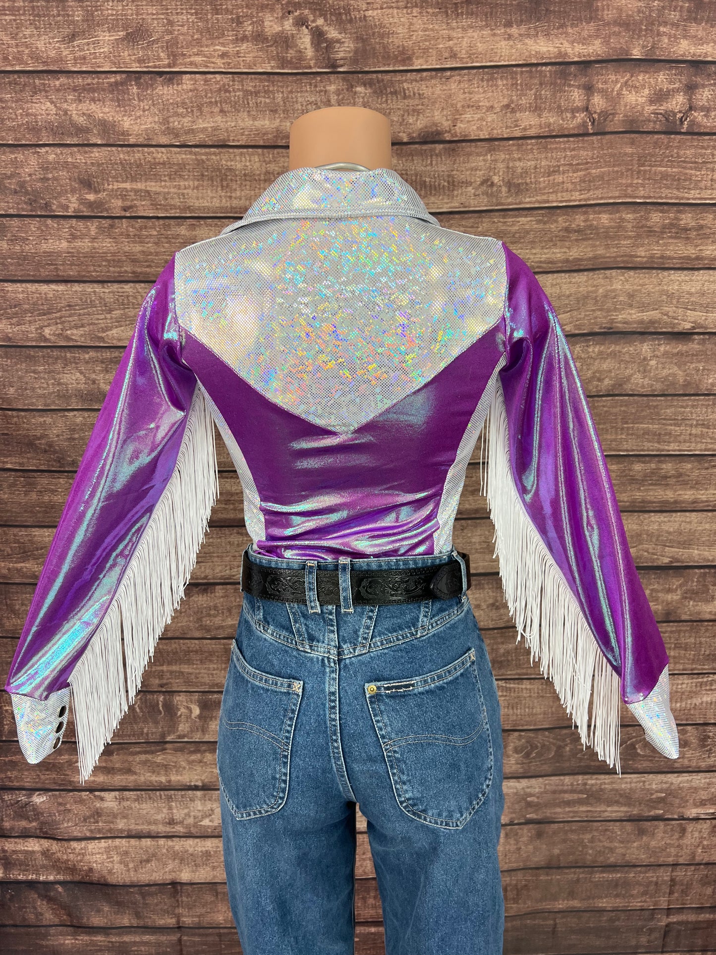 Plumeria Rodeo shirt with Fringe- Snap Front