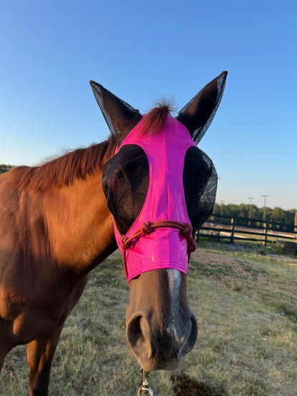 Neon Pink Sparkly Jewel Fly Mask